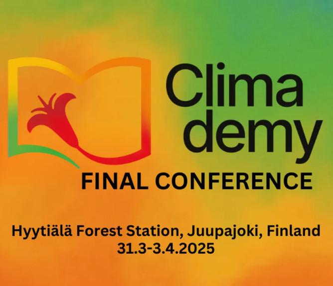 key visual of the Climademy final conference 2025 in Hyytiälä Forest Station, Finland