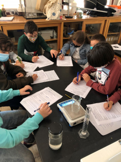 Students doing astrobiology activities in the classroom